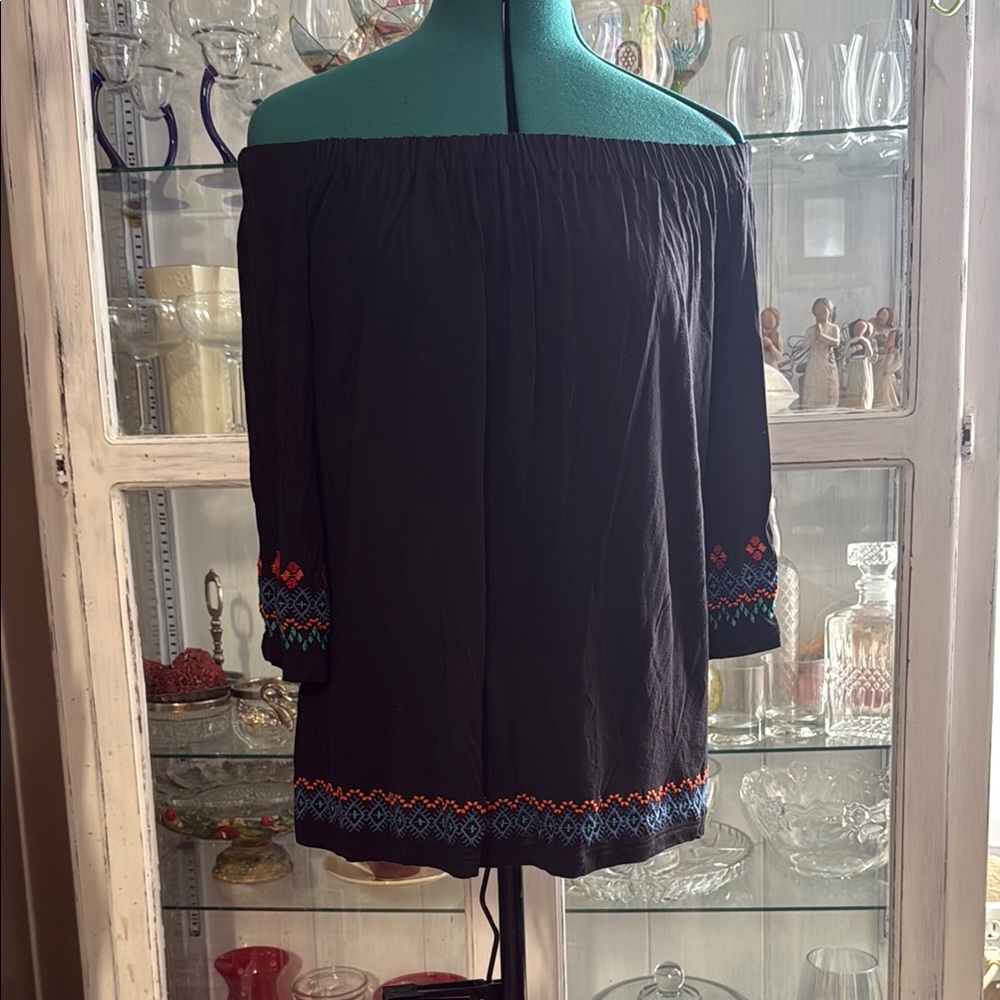 Lovely off shoulder blue top with embroidery